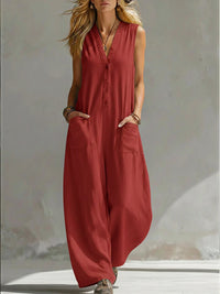 Farella - Jumpsuit mit weitem Bein und lockerer Passform – Rot