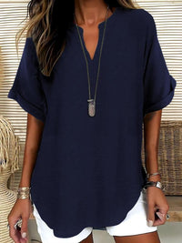 Xalina - Bluse mit weicher Haptik und Ausschnitt-Detail – Marine