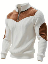 kortez – Lässiger Strickpullover Mit Halbem Reißverschluss – Weiß
