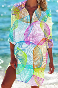 Cerena | Damen Strandbluse Hemdkragen Maritimer Print – Farbe 10