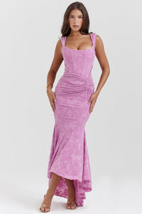 Abendkleid für Damen - Figurbetontes Midikleid mit Raffung für Hochzeiten – Rosa