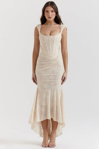Gracie | Bodycon Hochzeitsgastkleid – Beige