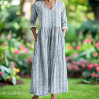 Gregoria – Lässiges Gestreiftes Kleid – Blau