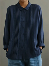 Tzurya - Elegante Patchwork Bluse – Blau