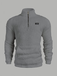 Kamil – Fleece Pullover Mit Halbem Reißverschluss – Grau