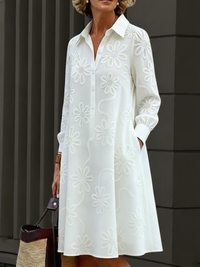 Sirelin - Softtouch-Midi-Hemdblusenkleid – Weiß