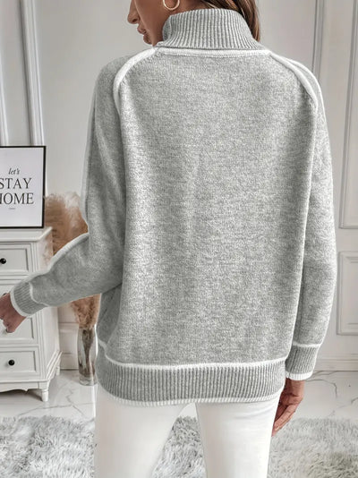 Clithaia | Modischer Rollkragenpullover mit Kontrastbesatz