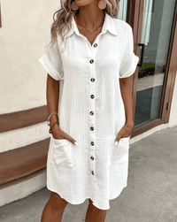 Luz™ - Bequemes Hemdkleid mit Knöpfen – Weiß