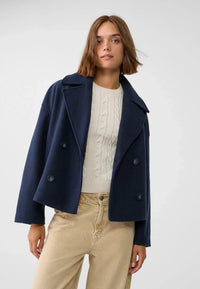 Charlotte | Kurze Zweireiher-Jacke – Marine