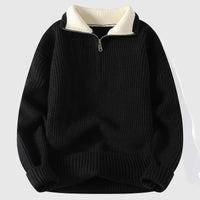 JENS - STRICKPULLOVER MIT REISSVERSCHLUSS – Schwarz
