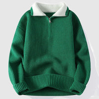 JENS - STRICKPULLOVER MIT REISSVERSCHLUSS – Grün