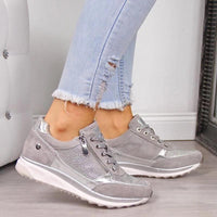 Esmeralda | Leicht Reißverschluss Sneaker – Silber