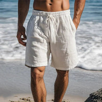 Christian | Herren Schnelltrocknende Leinen Badeshorts – Weiß