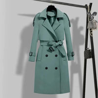 Laseanna | Schwarzer Trenchcoat mit Gürtel – Grün