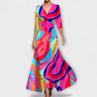 Alma - Damenkleid mit stilvollem Ärmeldesign – Bunt