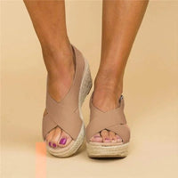Zadie - lässige Plateausandalen mit überkreuzten Riemen – Beige