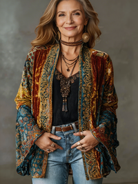 Cordula | Damen Boho Kimono Jacke – Burgunder