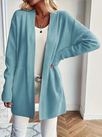 Sofia | Kuscheliger Cardigan mit offenem Schnitt – Pfauenblau