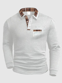 Crispin | Herren Langarm Poloshirt mit Karokragen – Weiß