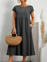 Darcy | Bauchbedeckendes Komfortkleid – Dunkelgrau