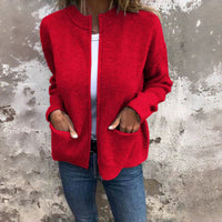 JENELL - STRICKJACKE MIT GROSSEN TASCHEN – Rot