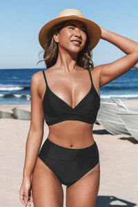 Rachelle Bikini-Set mit hohem Bund – Schwarz