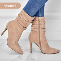 LEONIE - SPITZE STIEFELETTEN MIT ABSATZ – Mandel