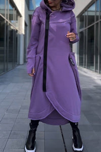Veyra™ -  Strickjacke mit Kapuze und Seitlichem Reißverschluss – Lila