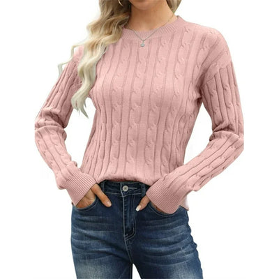 Seykahlah | Solider Strickpullover mit Rundhalsausschnitt, vielseitiger Pullover mit langen Ärmeln und hohlem Ausschnitt