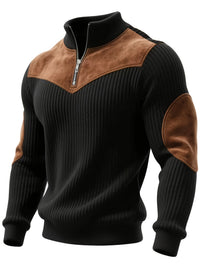kortez – Lässiger Strickpullover Mit Halbem Reißverschluss – Schwarz