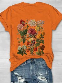 Lorelei - Vintage Blumen Print Damen-T-Shirt – Orange