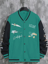 Coli | Collegejacke mit Hipster-Buchstabenmuster – Grün