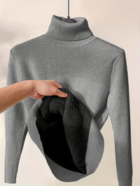 Stilvolle Damen Rollkragenpullover – Grau