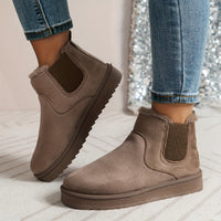 Winterschuhe Damen | Slip-On Stiefel Mit Elastischen Seitenteilen – Braun