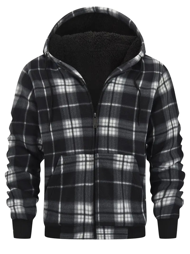 Keyor | Dicke Retro-Jacke mit Kapuze und Sherpa-Futter