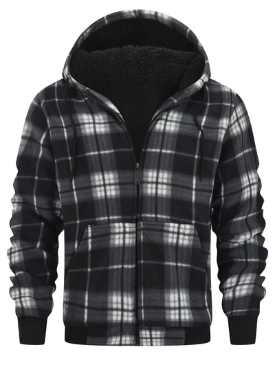 Keyor | Dicke Retro-Jacke mit Kapuze und Sherpa-Futter