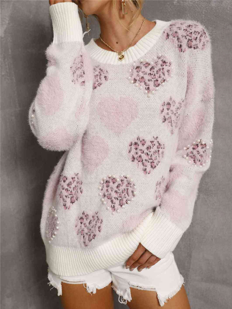 Poimera | Flauschiger Pullover mit Herzmustern