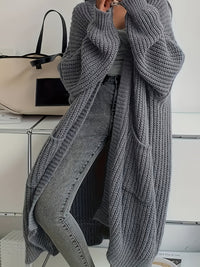Lena | Zeitloser Longline Strickcardigan Damen – Grau