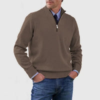 Ben | Modischer Warmer Pullover Mit Halbem Reißverschluss – Kaffee