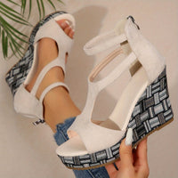 Leilani - Elegante Sommer-Keilsandalen für Frauen mit Reißverschluss – Beige