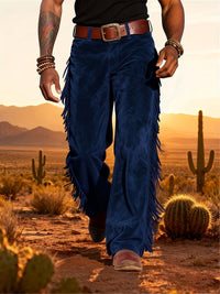 Altan – Lässige Retro Westernhose Mit Fransen – Blau