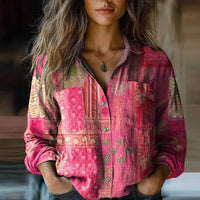 Maya | Fließende Boho Hemdbluse – Rosa