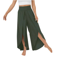Heidi-Mode | Bequeme Yogahose mit Weitem Bein – Olivgrün
