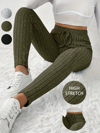 Athena - Hochelastische gerippte Damen-Leggings – Oliv