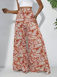Antonella | Bohemian Floral Print Chiffon Hose mit weitem Bein für Frauen – Rot