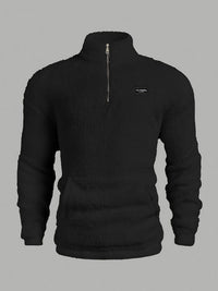 Kamil – Fleece Pullover Mit Halbem Reißverschluss – Schwarz