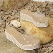 Evelyn - Transparente Damen-Rutschsandalen mit einem Band – Durchsichtig
