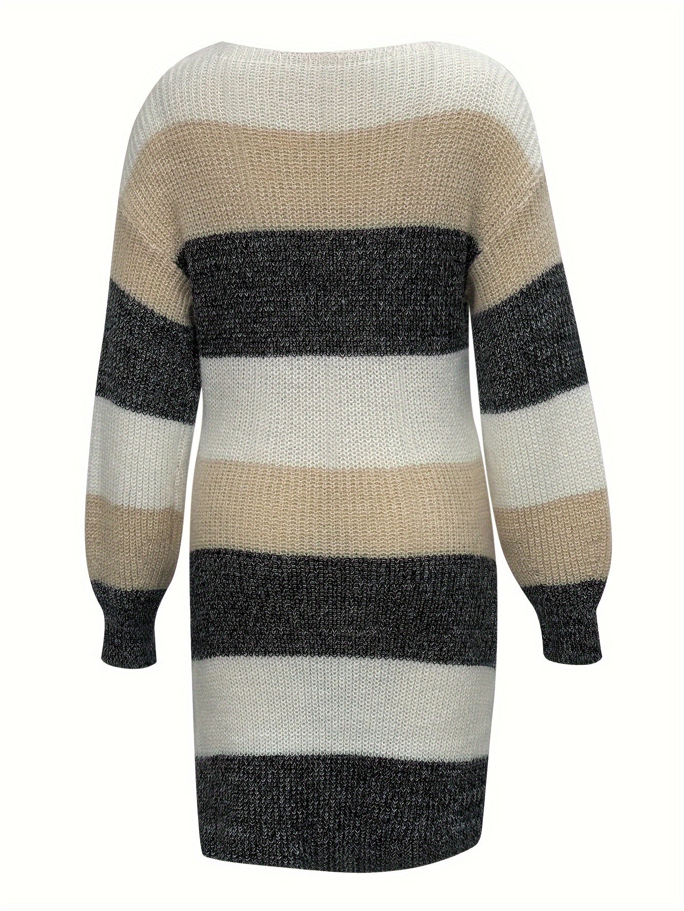 Leyrisa | Block Strickkleid mit Flausch-Effekt