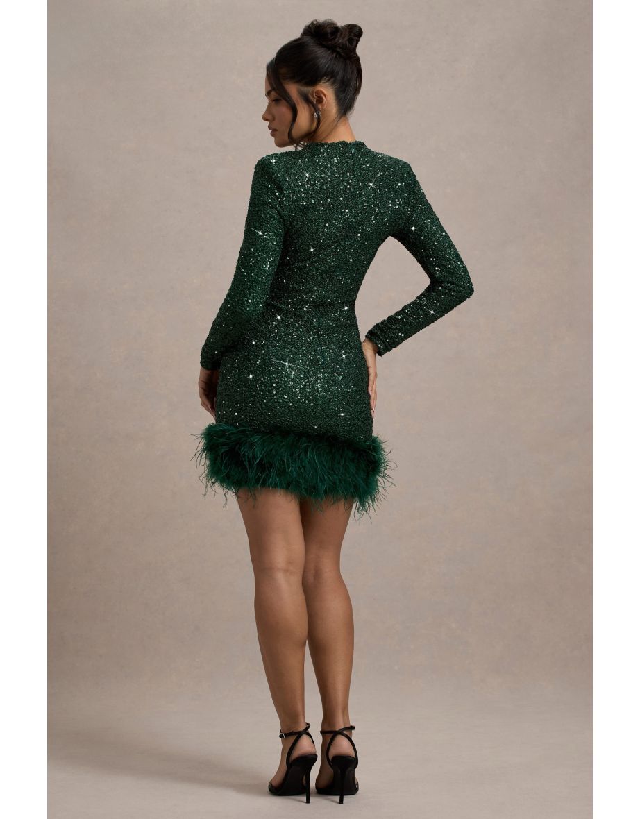 Valentina - Elegantes Paillettenkleid mit Federn