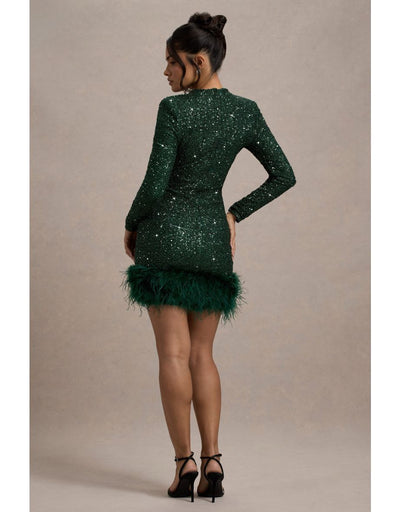 Valentina - Elegantes Paillettenkleid mit Federn